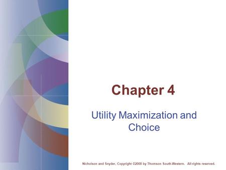 Utility Maximization and Choice