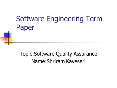 Software Engineering Term Paper