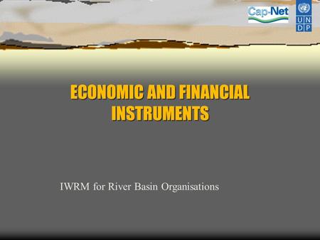 ECONOMIC AND FINANCIAL INSTRUMENTS IWRM for River Basin Organisations.