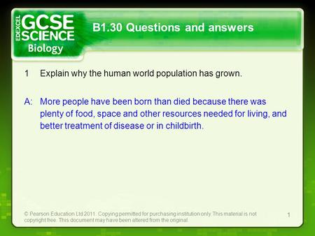 © Pearson Education Ltd 2011. Copying permitted for purchasing institution only. This material is not copyright free. This document may have been altered.
