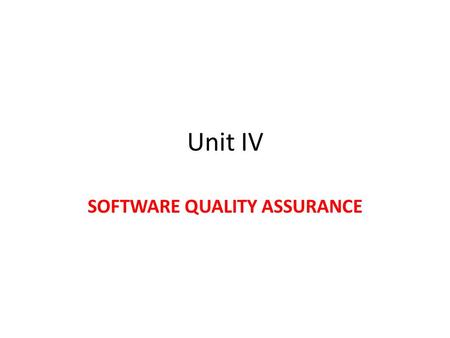 SOFTWARE QUALITY ASSURANCE