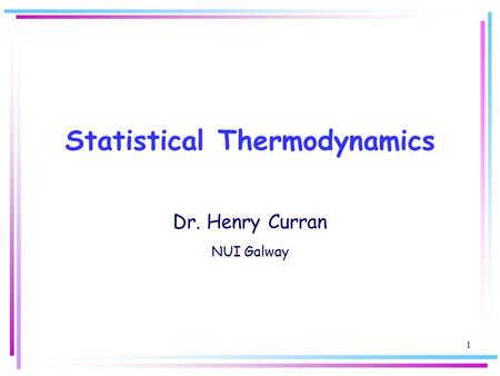 Statistical Thermodynamics