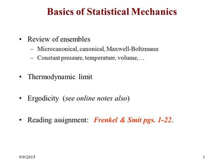 Basics of Statistical Mechanics