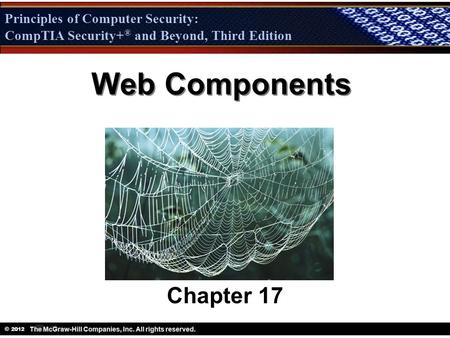 Principles of Computer Security: CompTIA Security + ® and Beyond, Third Edition © 2012 Principles of Computer Security: CompTIA Security+ ® and Beyond,