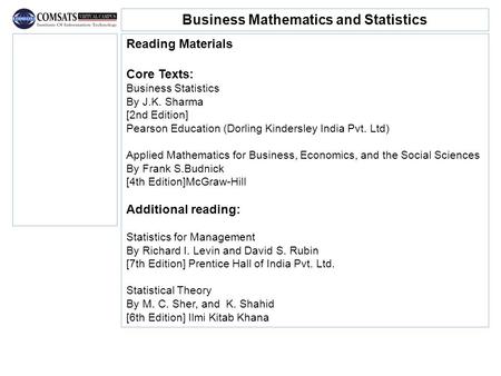 Business Mathematics and Statistics