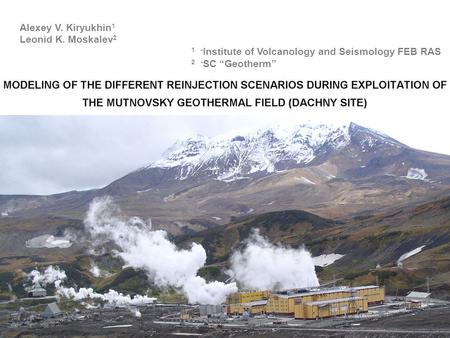 Alexey V. Kiryukhin 1 Leonid K. Moskalev 2 1 - Institute of Volcanology and Seismology FEB RAS 2 - SC “Geotherm”