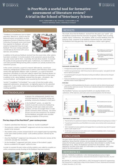 Is PeerMark a useful tool for formative assessment of literature review? A trial in the School of Veterinary Science Duret, D & Durrani,