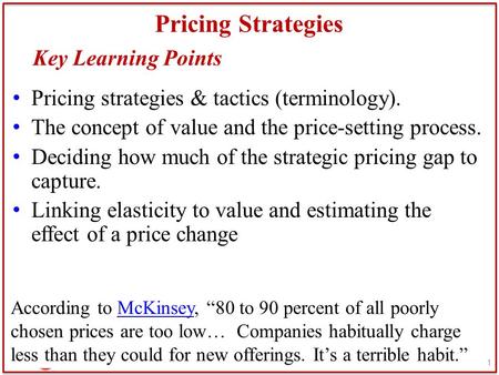 Pricing Strategies Key Learning Points