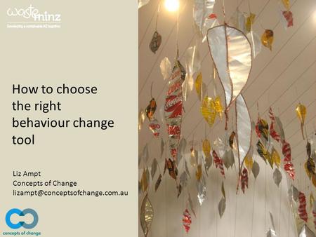 How to choose the right behaviour change tool Liz Ampt Concepts of Change