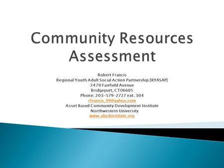 Community Resources Assessment