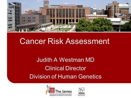 Cancer Risk Assessment Judith A Westman MD Clinical Director Division of Human Genetics.