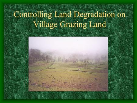 Controlling Land Degradation on Village Grazing Land.