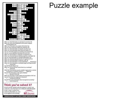 Puzzle example. Where can I find information on agricultural economics? (8) Where can I find a list of definitions of the various methods of incorporation?