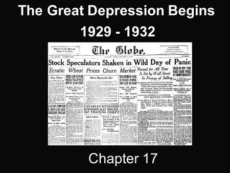 The Great Depression Begins