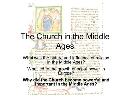 The Church in the Middle Ages