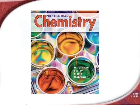 Slide 1 of 40 chemistry. © Copyright Pearson Prentice Hall Slide 2 of 40 Percent Composition and Chemical Formulas It helps to know the percents of the.