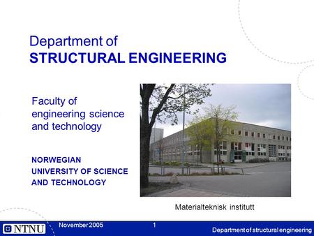 Department of STRUCTURAL ENGINEERING