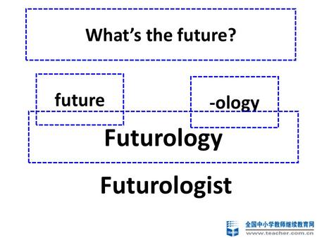 What’s the future? future -ology Futurology Futurologist.