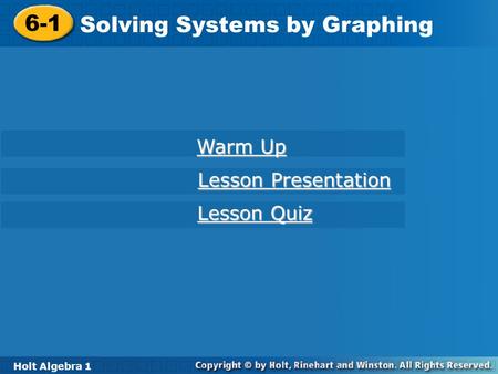 Solving Systems by Graphing