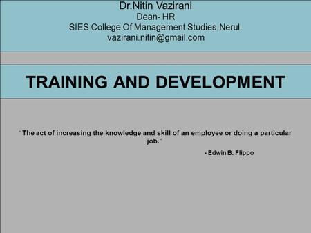 TRAINING AND DEVELOPMENT