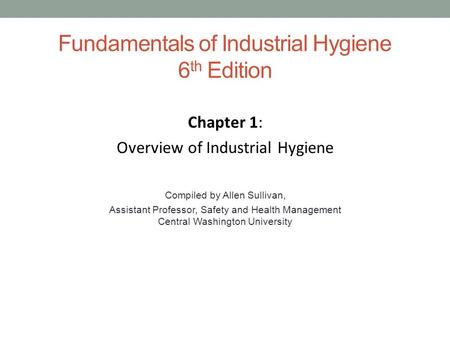 Fundamentals of Industrial Hygiene 6th Edition