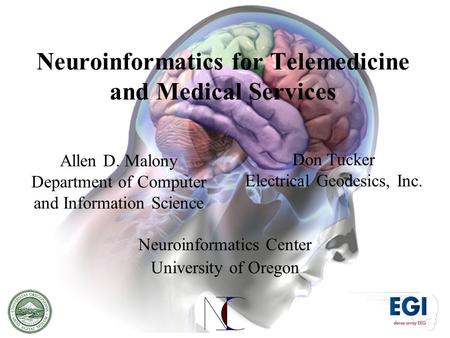 Neuroinformatics for Telemedicine and Medical Services Neuroinformatics Center University of Oregon Allen D. Malony Department of Computer and Information.