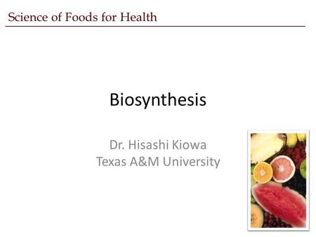 Dr. Hisashi Kiowa Texas A&M University