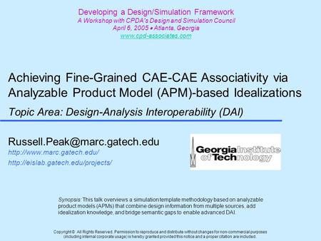 Developing a Design/Simulation Framework