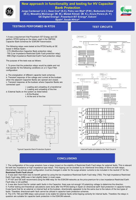 New approach in functionality and testing for HV Capacitor Bank Protection Jorge Cardenas † (J.C.), Sean Cox ♣ (S.C), Petru van Wyk ♣ (P.W.), Boitumelo.