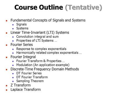 Course Outline (Tentative)