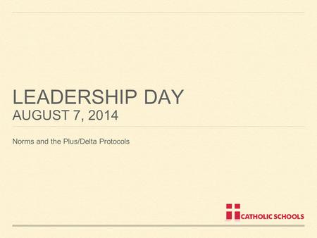 LEADERSHIP DAY AUGUST 7, 2014 Norms and the Plus/Delta Protocols.