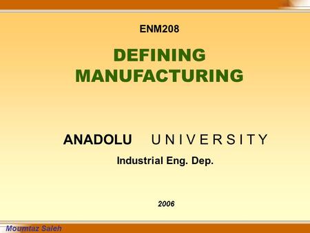 DEFINING MANUFACTURING