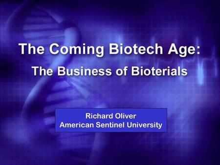 Richard Oliver American Sentinel University.