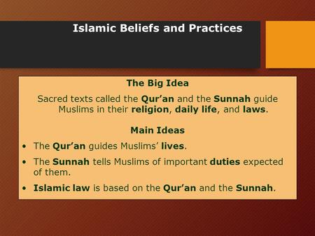 Islamic Beliefs and Practices