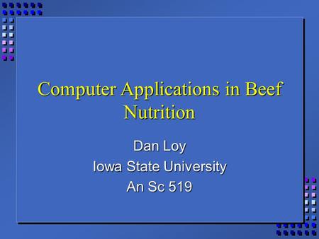 Computer Applications in Beef Nutrition