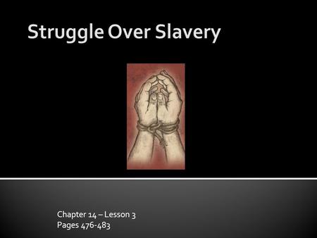 Chapter 14 – Lesson 3 Pages 476-483.  In 1819, the US was made up of 11 free states and 11 slave states  They had equal places on the US Senate  In.