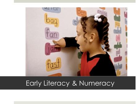 Early Literacy & Numeracy. WHY this goal? Root Cause Analysis: 1.No connection to AEA Vision 2.No action plan 2. No clear expectation/accountability.