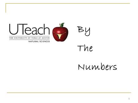 1 By The Numbers. 2 One of largest programs of its kind at a major research institution Replication is underway at other universities. US Department of.