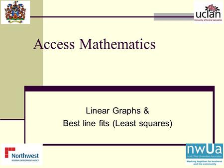 Access Mathematics Linear Graphs & Best line fits (Least squares)