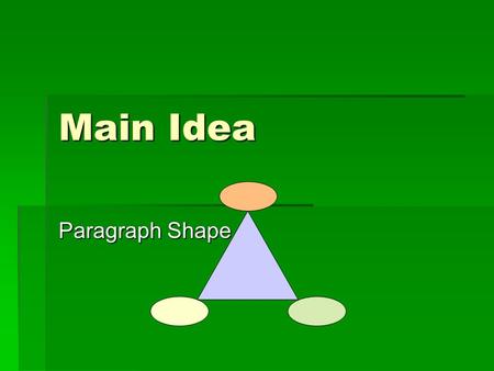 Main Idea Paragraph Shape.