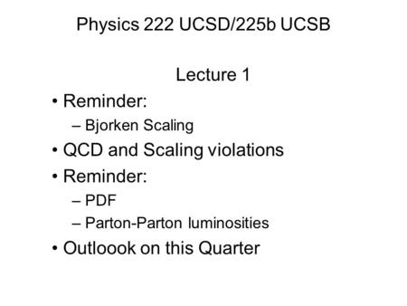 QCD and Scaling violations