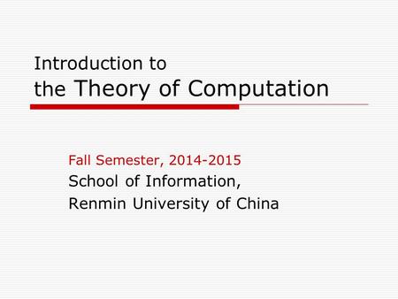 Introduction to the Theory of Computation