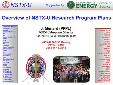 NSTX-U Overview of NSTX-U Research Program Plans