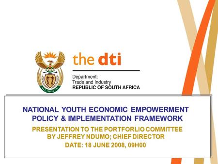 NATIONAL YOUTH ECONOMIC EMPOWERMENT POLICY & IMPLEMENTATION FRAMEWORK