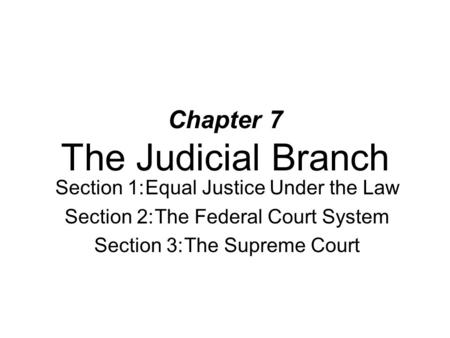 Chapter 7 The Judicial Branch