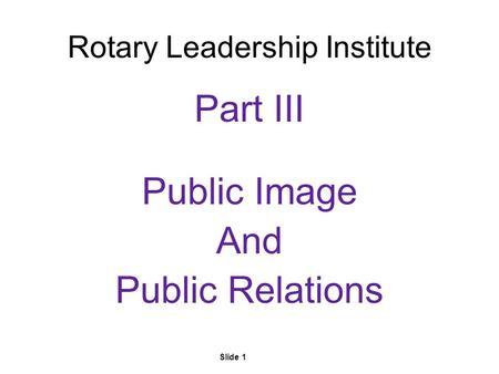 Rotary Leadership Institute