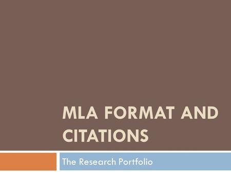 MLA Format and Citations