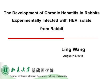 The Development of Chronic Hepatitis in Rabbits Experimentally Infected with HEV Isolate from Rabbit Ling Wang August 18, 2014.