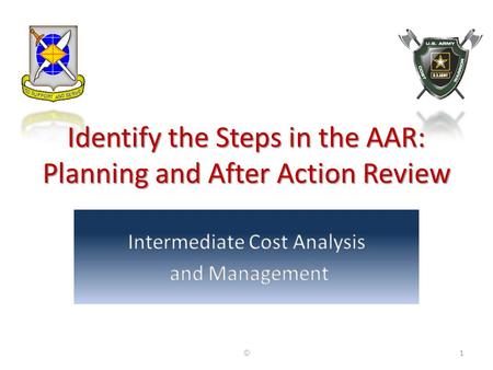 Identify the Steps in the AAR: Planning and After Action Review ©1.