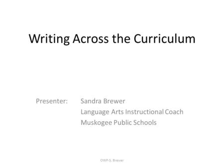 Writing Across the Curriculum